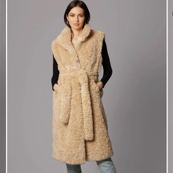 AVEC LES FILLES Teddy Faux Fur Belted Vest Size M NWT - Picture 4 of 4